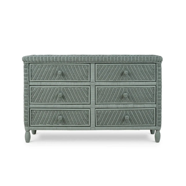 Oasis Rattan 6 Drawer Dresser-Blue Hand Home