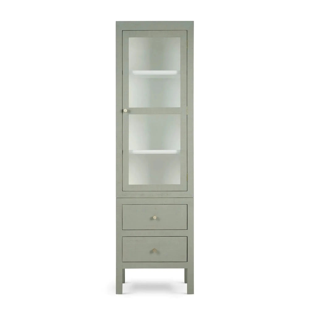 Kagu Tall Cabinet Wrapped in Raffia-Blue Hand Home