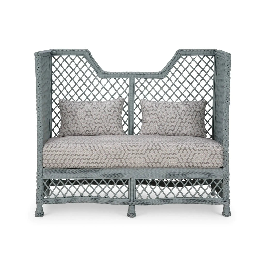 Rabana High Back Rattan Loveseat-Blue Hand Home