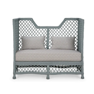 Rabana High Back Rattan Loveseat-Blue Hand Home