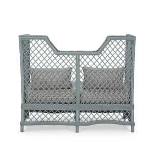 Rabana High Back Rattan Loveseat-Blue Hand Home