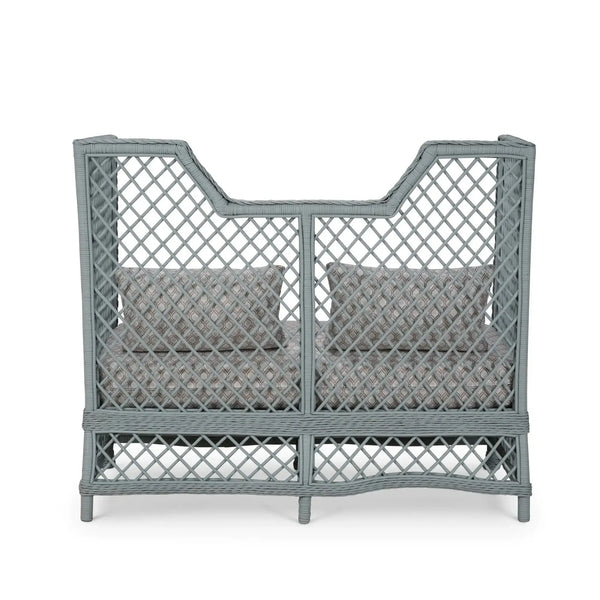 Rabana High Back Rattan Loveseat-Blue Hand Home