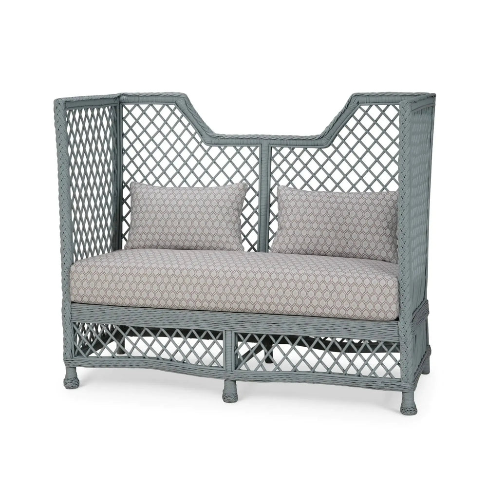 Rabana High Back Rattan Loveseat-Blue Hand Home