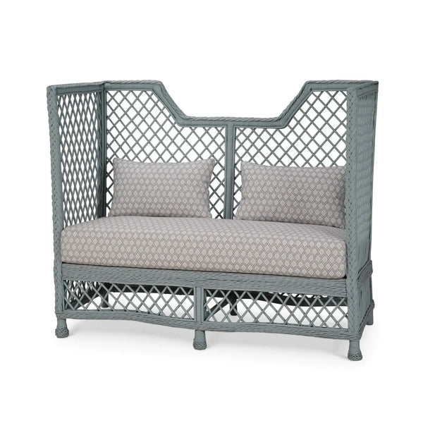 Rabana High Back Rattan Loveseat-Blue Hand Home