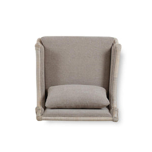 Rabana Rattan Chair in White Wash Rattan w/ Oatmeal Boucle Chenille Performance Fabric Cushion-Blue Hand Home
