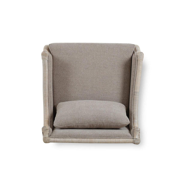 Rabana Rattan Chair in White Wash Rattan w/ Oatmeal Boucle Chenille Performance Fabric Cushion-Blue Hand Home