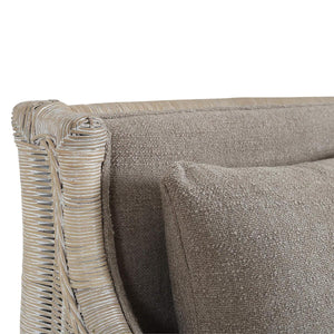 Rabana Rattan Chair in White Wash Rattan w/ Oatmeal Boucle Chenille Performance Fabric Cushion-Blue Hand Home