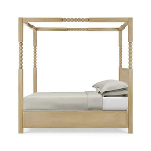 Cholet Poster Queen Bed In Fruitwood-Blue Hand Home