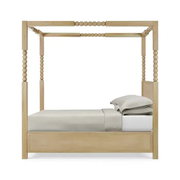 Cholet Poster Queen Bed In Fruitwood-Blue Hand Home