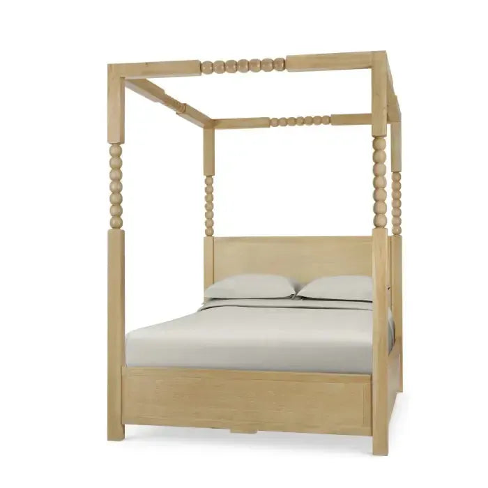 Cholet Poster Queen Bed In Fruitwood-Blue Hand Home