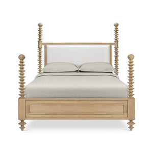 Milano Upholstered Queen Bed In Fruitwood W/ Arctic White Performance Fabric-Blue Hand Home
