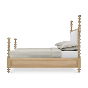 Milano Upholstered Queen Bed In Fruitwood W/ Arctic White Performance Fabric-Blue Hand Home