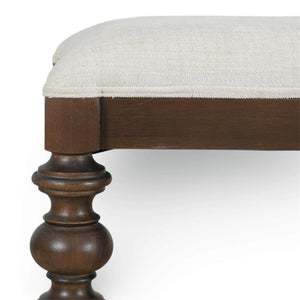 Savannah Large Bench in Walnut Finish w/ Thames Natural Performance Fabric-Blue Hand Home
