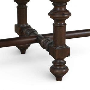Savannah Large Bench in Walnut Finish w/ Thames Natural Performance Fabric-Blue Hand Home
