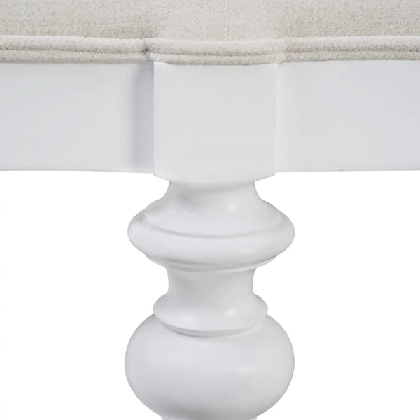 Savannah Large Bench In True White W/ Natural Performance Fabric-Blue Hand Home
