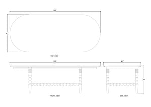 Ligna Oval Dining Table 99''-Blue Hand Home