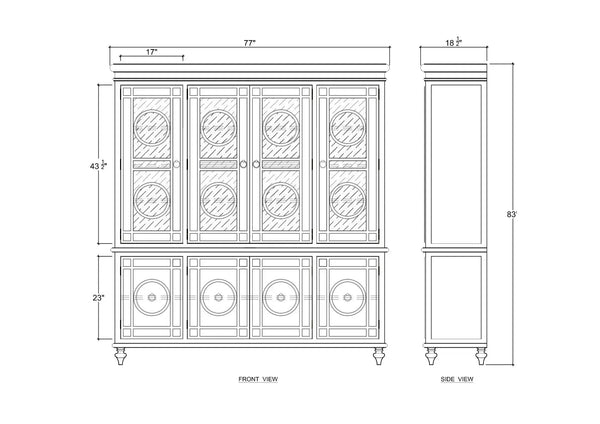 Savannah Display Cabinet w/ Glass Door-Blue Hand Home