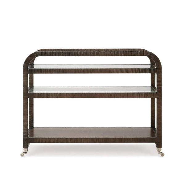 Vannes Bar Cart w/ Rattan-Blue Hand Home