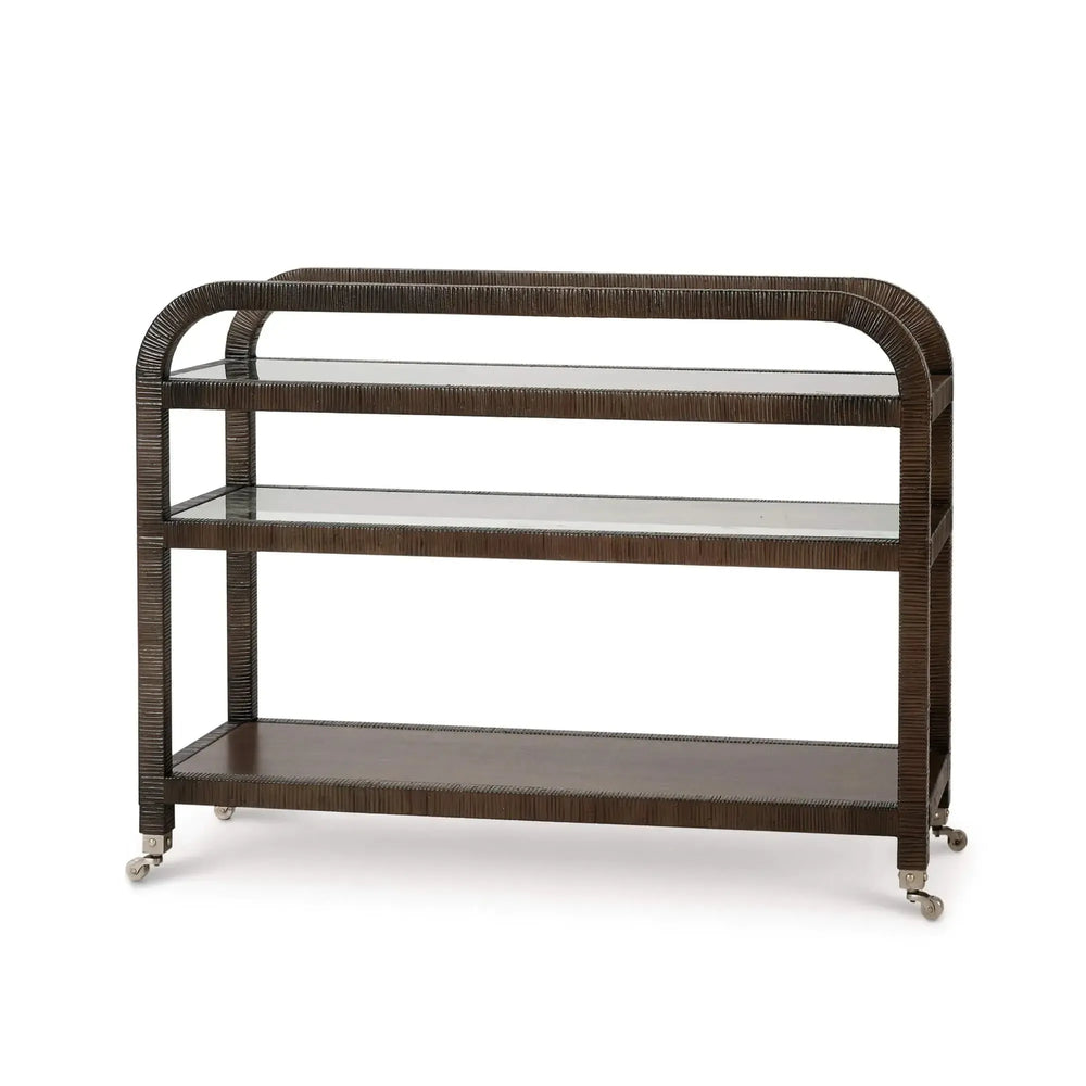 Vannes Bar Cart w/ Rattan-Blue Hand Home