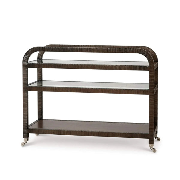 Vannes Bar Cart w/ Rattan-Blue Hand Home