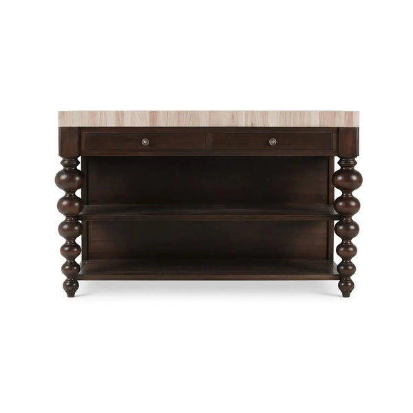 Soluna Kitchen Island w/ Butcher Block-Blue Hand Home