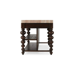 Soluna Kitchen Island w/ Butcher Block-Blue Hand Home