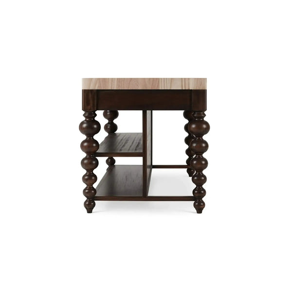 Soluna Kitchen Island w/ Butcher Block-Blue Hand Home