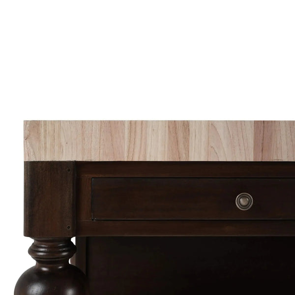 Soluna Kitchen Island w/ Butcher Block-Blue Hand Home