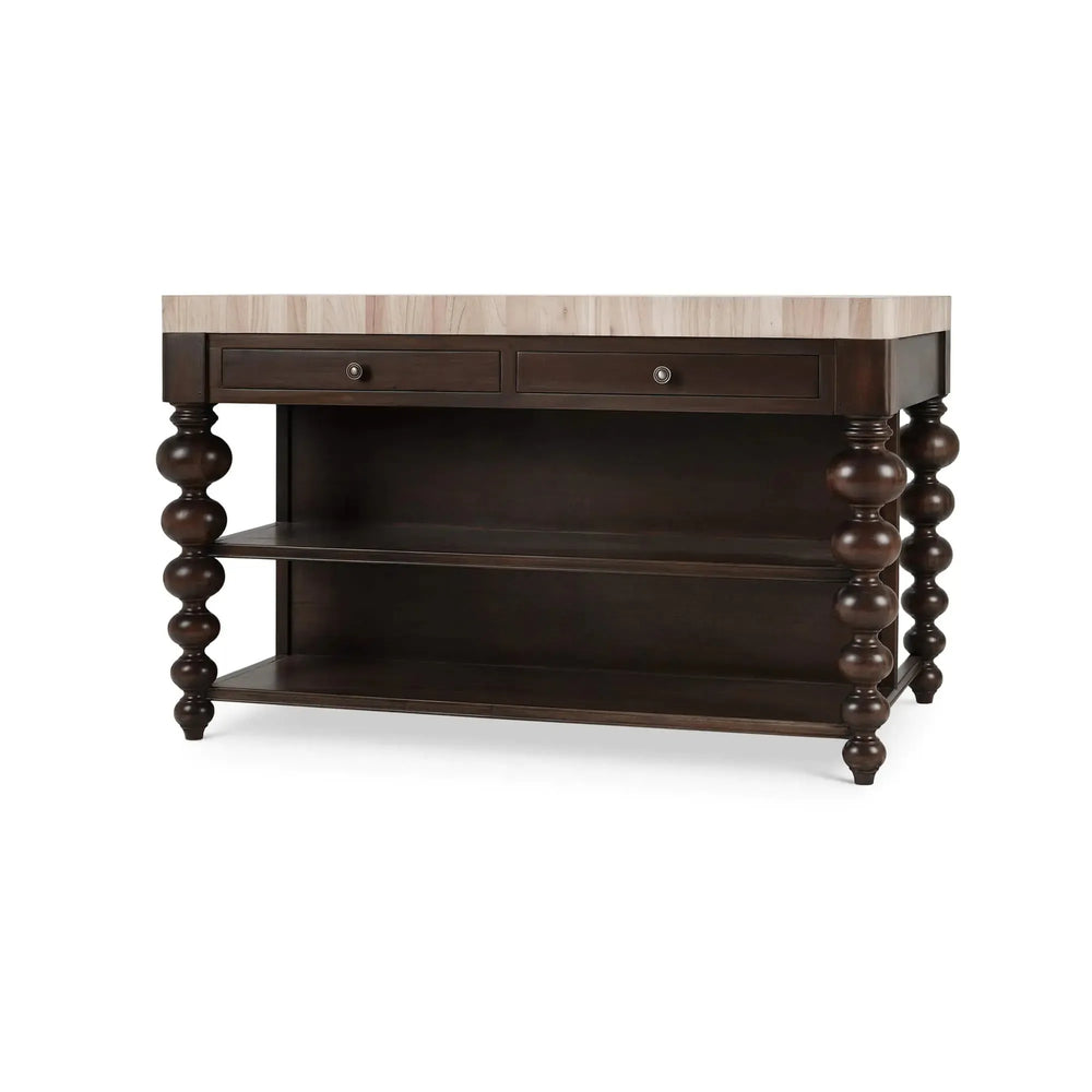 Soluna Kitchen Island w/ Butcher Block-Blue Hand Home