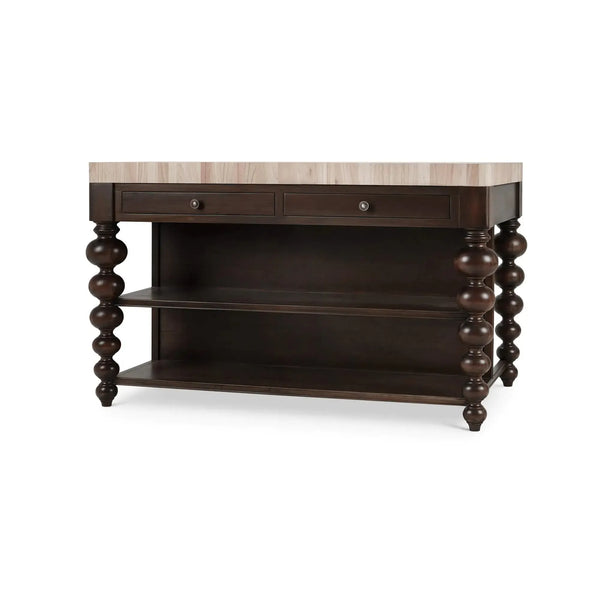 Soluna Kitchen Island w/ Butcher Block-Blue Hand Home