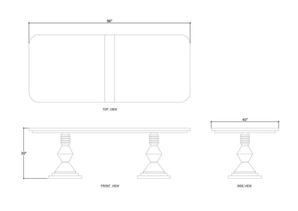 Sydney Rectangular Dining Table 96"-Blue Hand Home