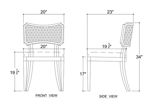 Linea Dining Chair w/ Rattan Back-Blue Hand Home