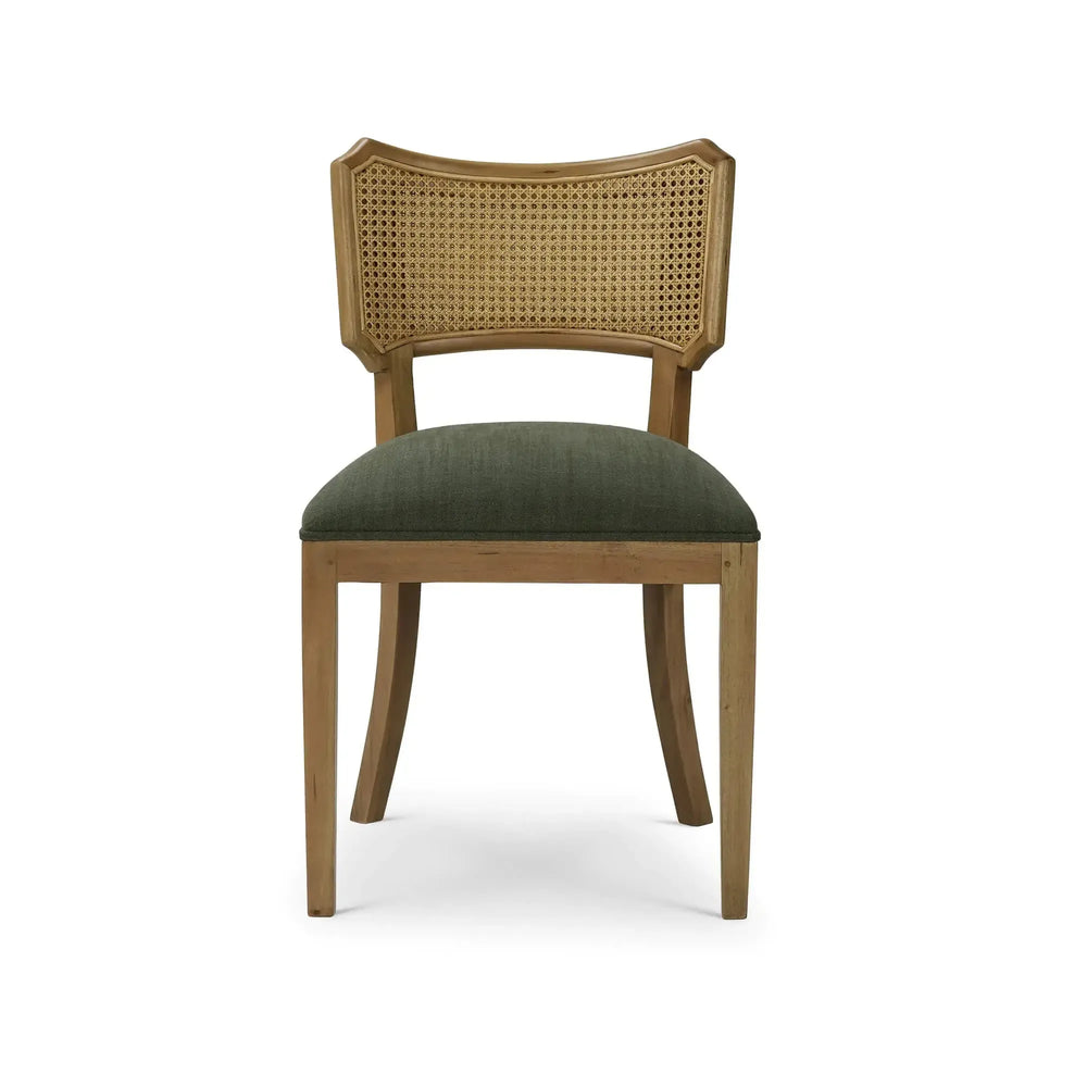 Linea Dining Chair w/ Rattan Back-Blue Hand Home