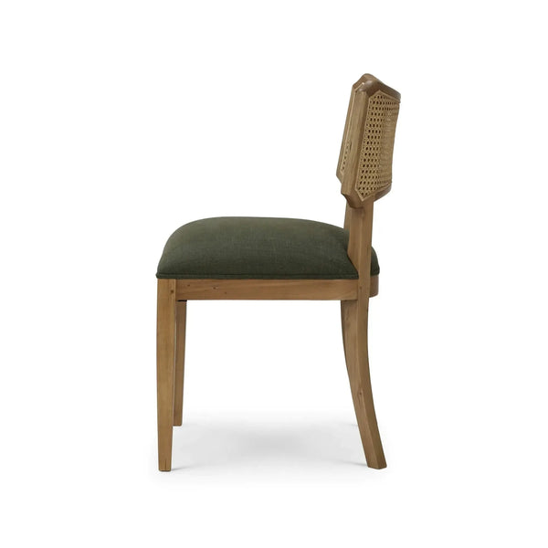 Linea Dining Chair w/ Rattan Back-Blue Hand Home