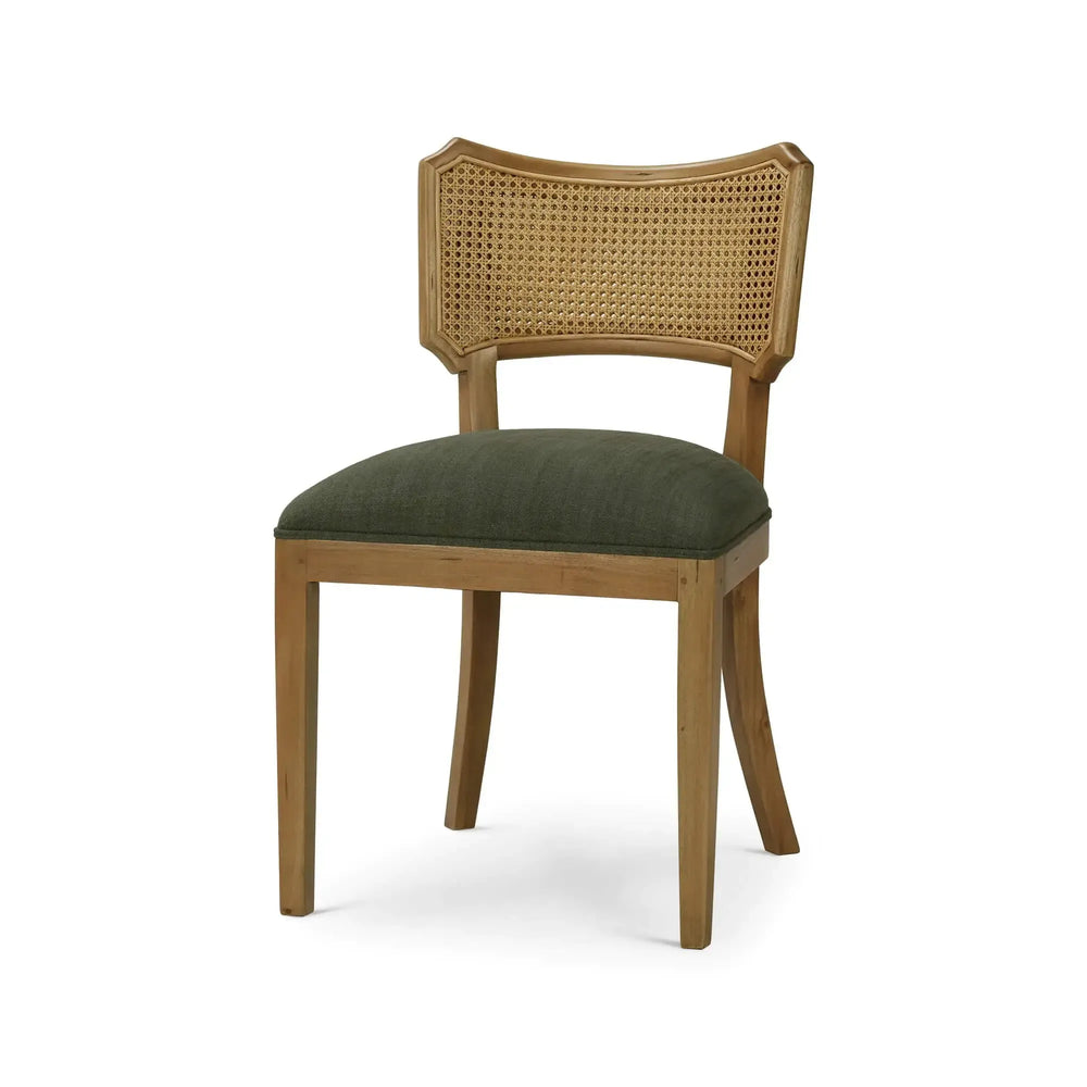 Linea Dining Chair w/ Rattan Back-Blue Hand Home