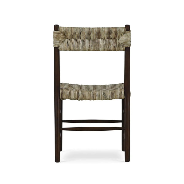 Lenox Dining Chair w/ Rush Seat in Matt Teak Brown-Blue Hand Home