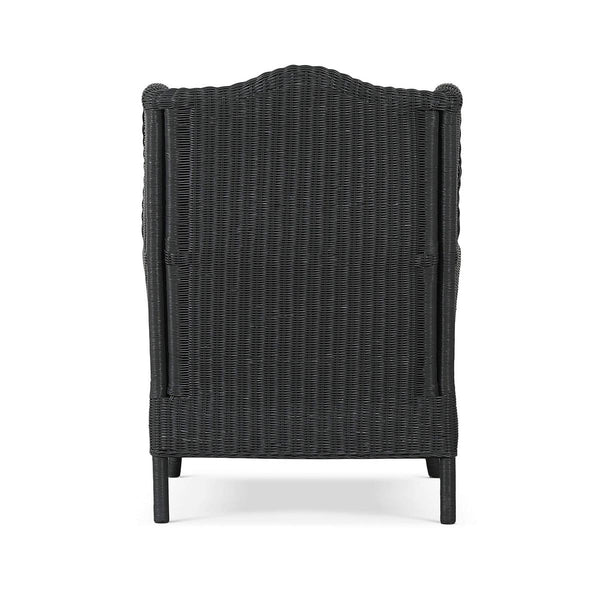 Marina Rattan Chair in Dark Charcoal Rattan w/ Le Jardin Blue Fabric-Blue Hand Home