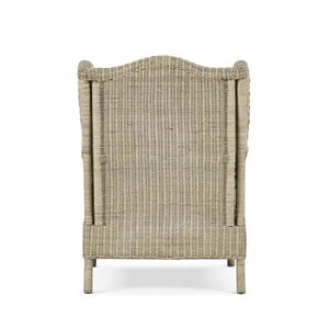 Marina Rattan Chair in Natural Rattan w/ Le Jardin Blue Fabric-Blue Hand Home
