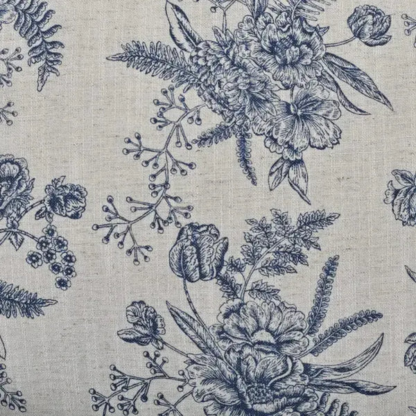 Marina Rattan Chair in Natural Rattan w/ Le Jardin Blue Fabric-Blue Hand Home