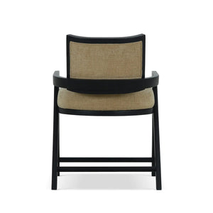 Pierre Dining Chair in Batavia Black w/ Upholstered Back w/ Thames French Yellow Performance Fabric-Blue Hand Home
