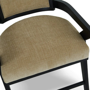 Pierre Dining Chair in Batavia Black w/ Upholstered Back w/ Thames French Yellow Performance Fabric-Blue Hand Home