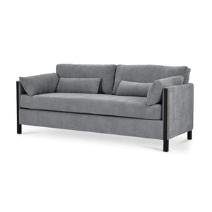 Normandy Sofa in Walnut w/ Thames Gray Ashen Performance Fabric-Blue Hand Home