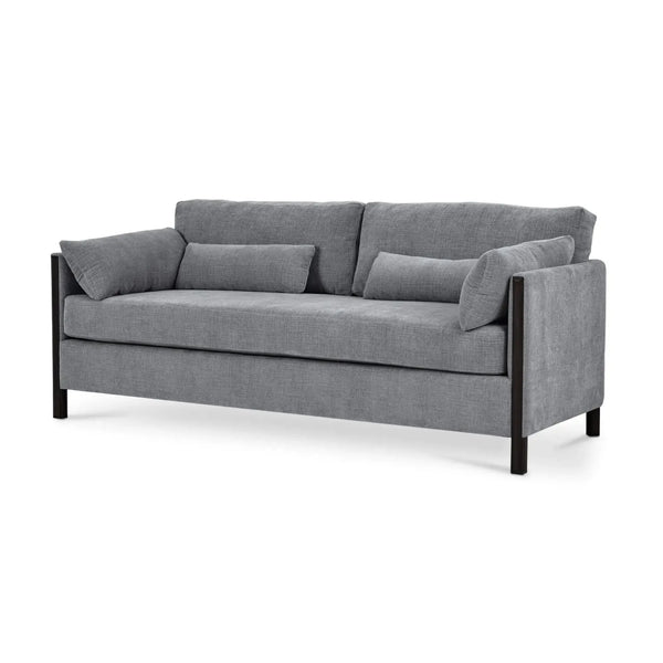 Normandy Sofa in Walnut w/ Thames Gray Ashen Performance Fabric-Blue Hand Home