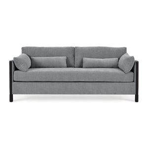 Normandy Sofa in Walnut w/ Thames Gray Ashen Performance Fabric-Blue Hand Home
