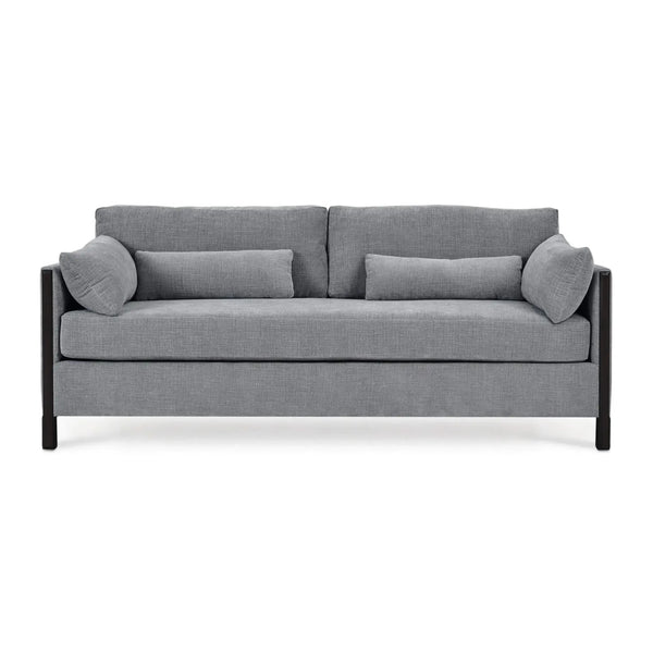 Normandy Sofa in Walnut w/ Thames Gray Ashen Performance Fabric-Blue Hand Home