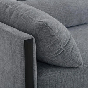 Normandy Sofa in Walnut w/ Thames Gray Ashen Performance Fabric-Blue Hand Home