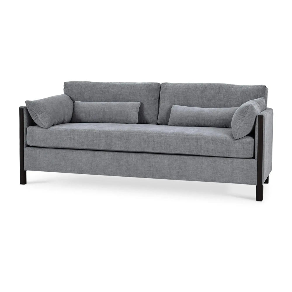 Normandy Sofa in Walnut w/ Thames Gray Ashen Performance Fabric-Blue Hand Home