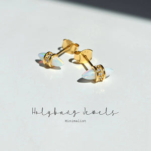 DAINTY OPAL STUD EARRINGS-Blue Hand Home