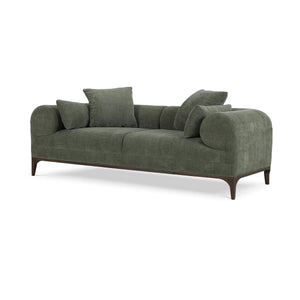 Arcadia Sofa in Walnut w/ Thames Moss Green Performance Fabric-Blue Hand Home