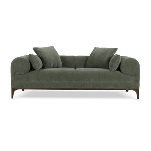 Arcadia Sofa in Walnut w/ Thames Moss Green Performance Fabric-Blue Hand Home